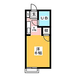 西長野フジハイツ ワンルームの間取図画像
