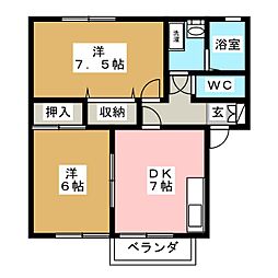 トミユウボラタB 2DKの間取図画像