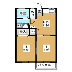 セローハウス 2DKの間取図画像