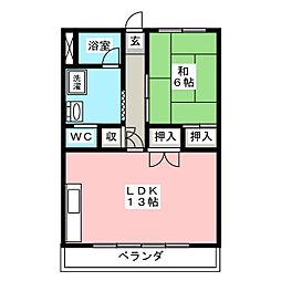 宮尾ハイツ 1LDKの間取図画像