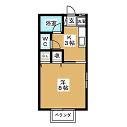 サン・アムール 1Kの間取図画像