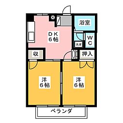 アネックス・一由 2DKの間取図画像