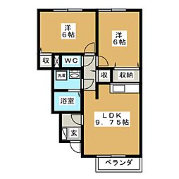 グランモア南松島 2LDKの間取図画像