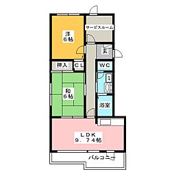 ホワイトハイツ東館 2LDKの間取図画像