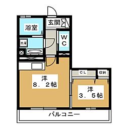 エスポワール栗田 1LDKの間取図画像