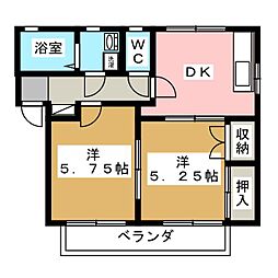 ハイツエトランゼ神田A 2DKの間取図画像