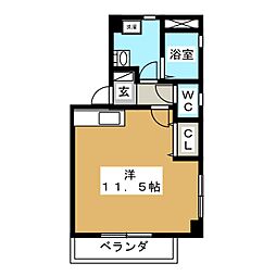 アドヴァンスK ワンルームの間取図画像