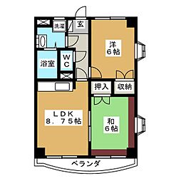 マンションあやとり 2DKの間取図画像