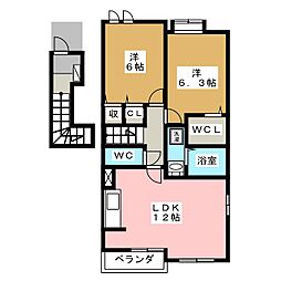 皓月 2LDKの間取図画像