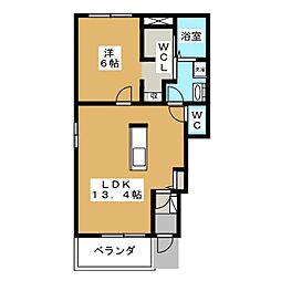メリディアンベル稲葉 1LDKの間取図画像
