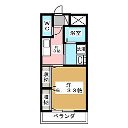 おとめ座スピカ 1Kの間取図画像