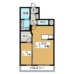 ベレオ西長野 1LDKの間取図画像