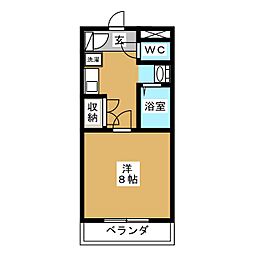 プランタン若里 1Kの間取図画像