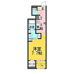 レインボー 1Kの間取図画像