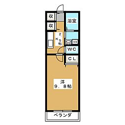 シャロル・若里 1Kの間取図画像