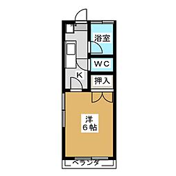 ブルーハイツ 1Kの間取図画像