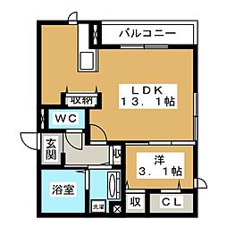 エイトクラウド 1LDKの間取図画像