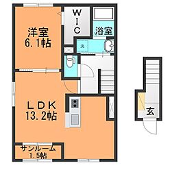 カーザ レガーメ 1LDKの間取図画像