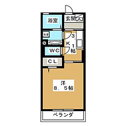 レジデンス令和 1Kの間取図画像