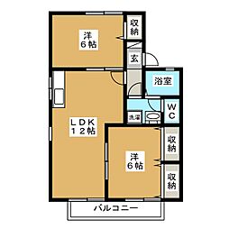 セジュール8たなかA 2LDKの間取図画像