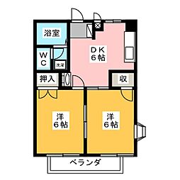 アネックス・一由 2DKの間取図画像