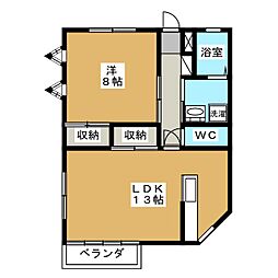 コーポ中川 1LDKの間取図画像