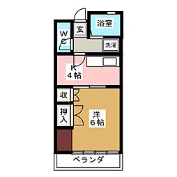 ハウス深山 1Kの間取図画像