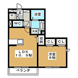 パークサイド・オッツ 1LDKの間取図画像