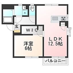 パルティールTA 1LDKの間取図画像