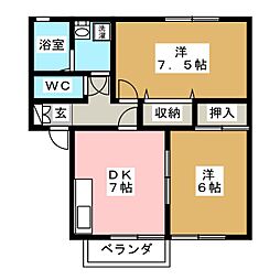 トミユウボラタB 2DKの間取図画像