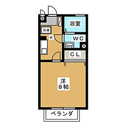 セジュールなつめ 1Kの間取図画像