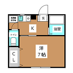 チェリーハイツ 1Kの間取図画像