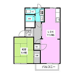 フレグランスアイB 1LDKの間取図画像
