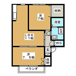 ラスベート21C 2LDKの間取図画像