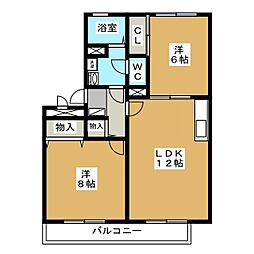 ハイカムール城 2LDKの間取図画像