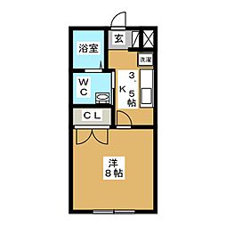 ピュア本郷 1Kの間取図画像