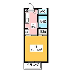 レーベン海野 1Kの間取図画像