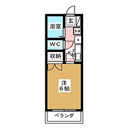 城山ハイツ 1Kの間取図画像