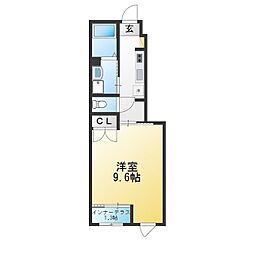 グランデール元町 1Kの間取図画像