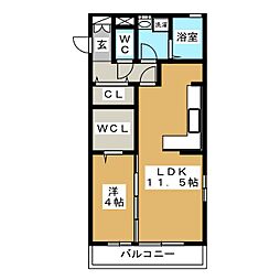 エスペランサ稲葉 1LDKの間取図画像