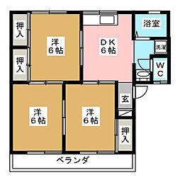 開沖コスモタウン 3DKの間取図画像