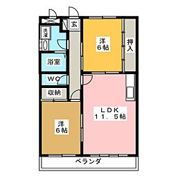レジデンス西和田 2LDKの間取図画像