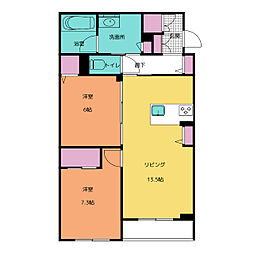 シャーメゾンステージ筑摩 3階2LDKの間取り