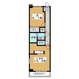 松本電気鉄道上高地線 西松本駅 徒歩15分の賃貸マンション 1階1LDKの間取り