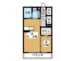 D-room宮田東 3階1LDKの間取り