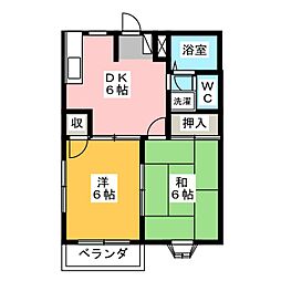 サザン矢口B 2DKの間取図画像