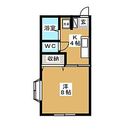 エクセレント桐A 1Kの間取図画像
