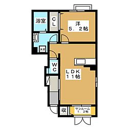 プレッソ 1LDKの間取図画像