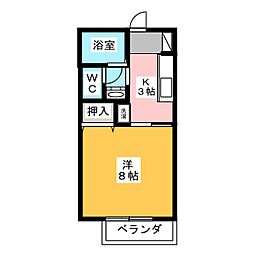 セジュールあづみ 1Kの間取図画像