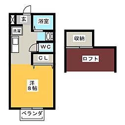コーポこうの2 ワンルームの間取図画像